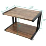 2-TIER MULTIPURPOSE DESKTOP STAND WITH STORAGE SHELVES IN BROWN WOOD - Image 5