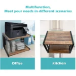 2-TIER MULTIPURPOSE DESKTOP STAND WITH STORAGE SHELVES IN BROWN WOOD - Image 4