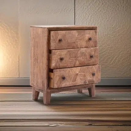 Abuja Walnut Wash Carved 3 Drawer Chest