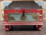Priti Small Red Distressed Wooden Trunk - Image 4