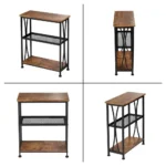 Industrial Rustic 3-Tier Storage Side Table - Image 5