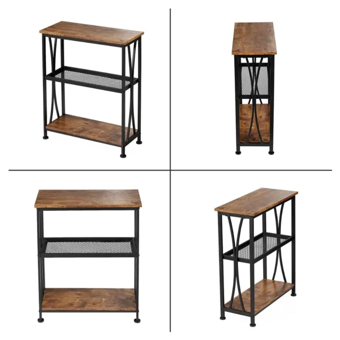 3-1 (3) Industrial Rustic 3-Tier Storage Side Table - Image 5