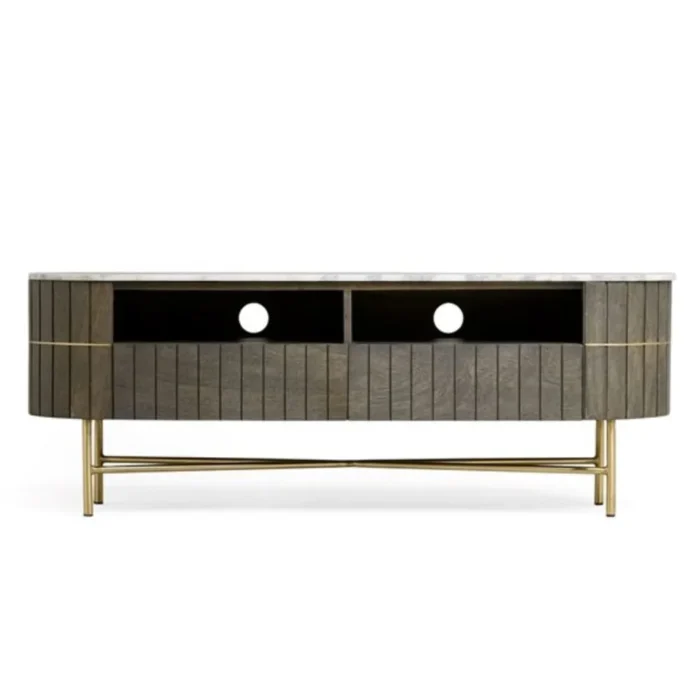 3-14 Piano Solid Wood Marble TV Cabinet - Image 2