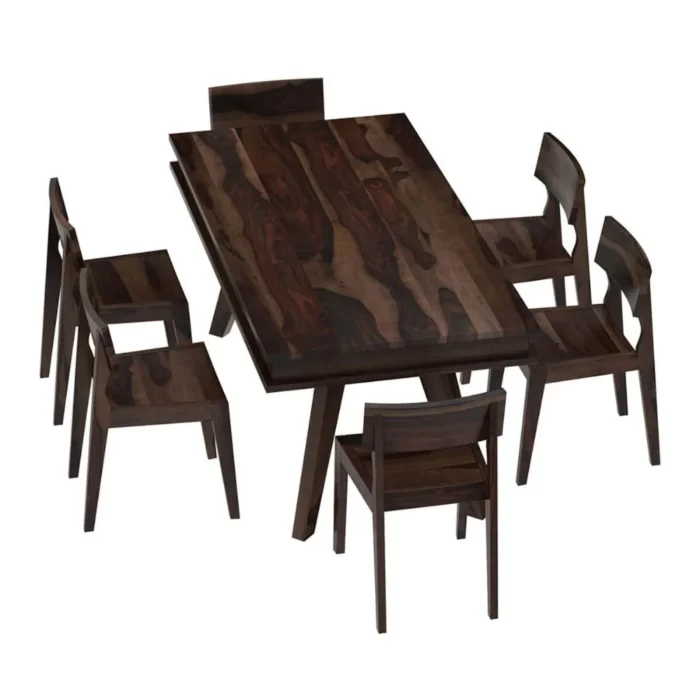 3-15 PRITI : Pasig Modern Rustic Solid Wood Dining Table and 6 Chair Set - Image 4