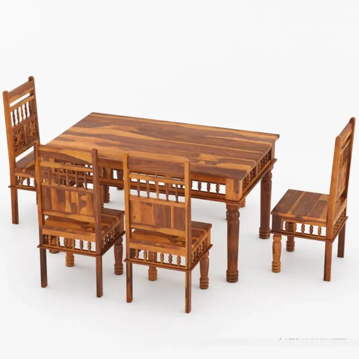 3-17 PRITI : Haines Rustic Solid Wood Dining Table Chair Bench Set - Image 3