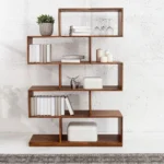 SOLID SHEESHAM WOOD BOOKSHELF IN STONE FINISH BOOKCASE | WOOD SHELVING - Image 2