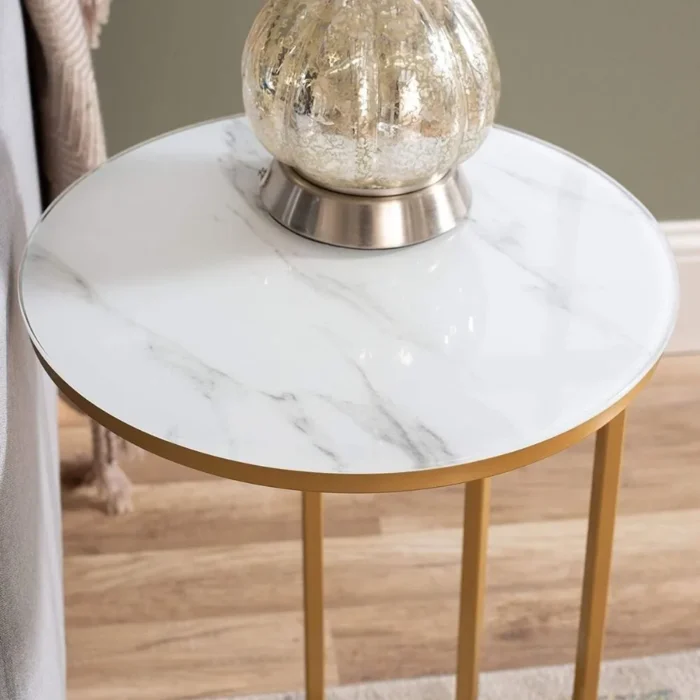 3-17 Contemporary Marble Finish Side Table - Image 3