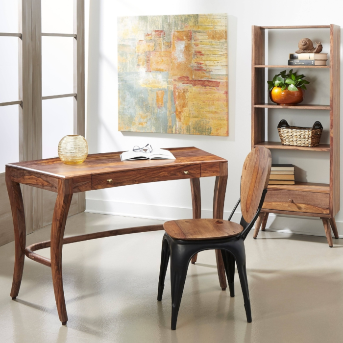 PRITI : Curved Sheesham The Vintage Vanity Office Table - Image 5