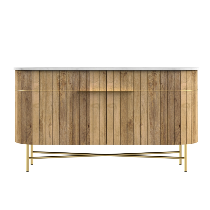 Piano Wooden Sideboard with White Marble Finish Top - Image 6