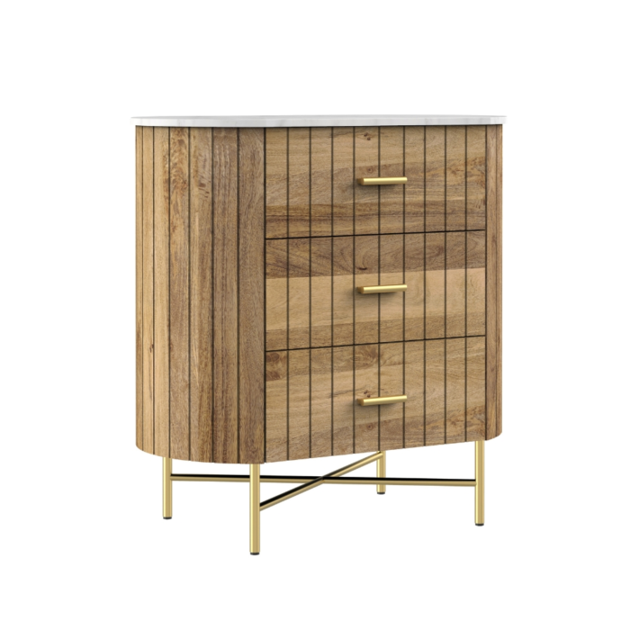 3-3 Piano 3 Drawer Natural Chest Of Drawer - Image 3