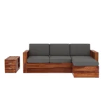 Priti : L-Shaped Solid Wood Multifunctional Corner Sofa with Storage - Image 3