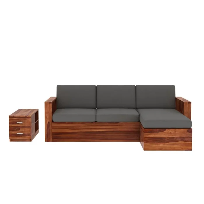 3-32 Priti : L-Shaped Solid Wood Multifunctional Corner Sofa with Storage - Image 3