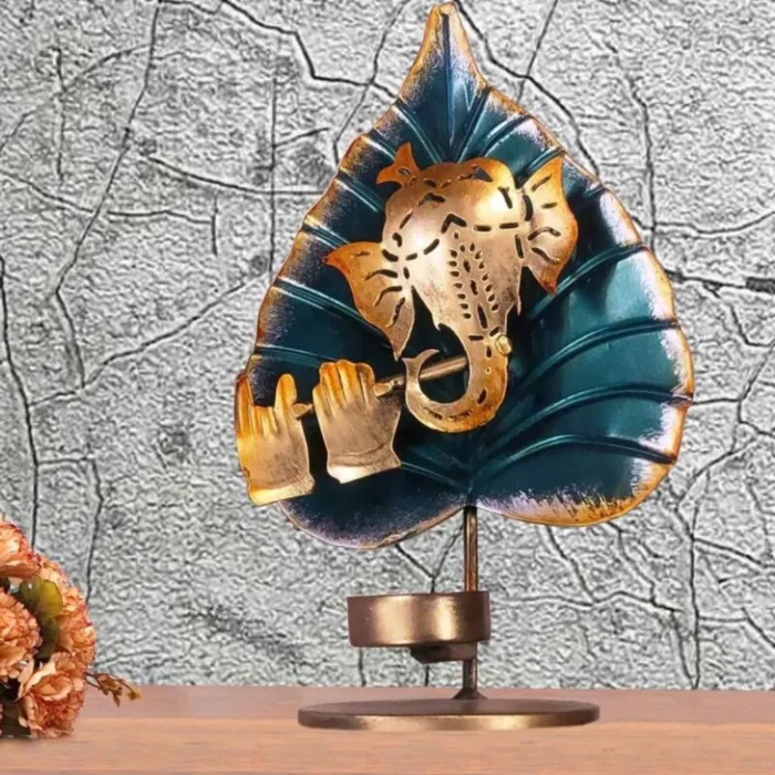 3-52 Lord Ganesh Leaf T-Light