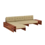 Priti : Valencia L-Shaped Wooden Sofa with Side Storage Drawer - Image 6
