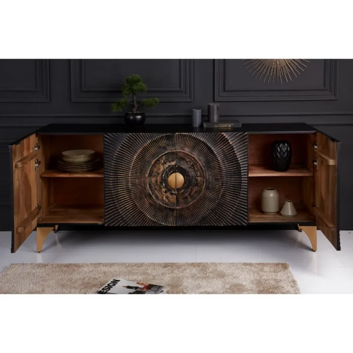 3-65 Golden Sunset 4 Door Wooden Sideboard - Image 2