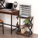 3 Tier Stand | Multi-purpose Wood Storage Shelf Organizer For Scanner, Printer With Wheels - Image 6