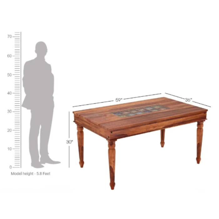 3-70 PRITI : Woodenio 6 Seater Dining Table Set - Image 4