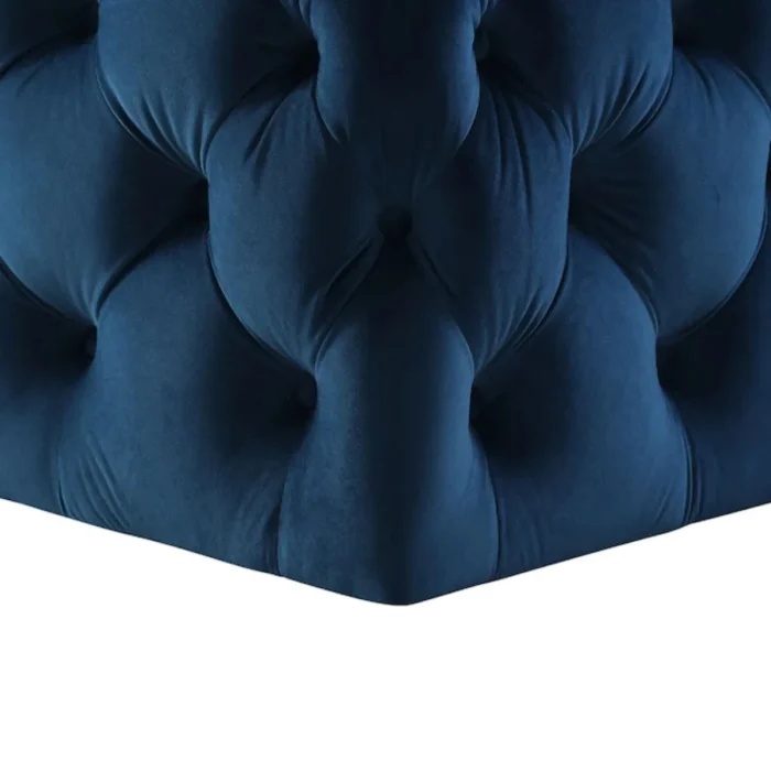Lester Modern Navy Solid Velvet Poufs With Amazing Design - Image 5