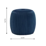 Sommer Glam Navy Velvet Round Ottoman In Solid Seat - Image 3