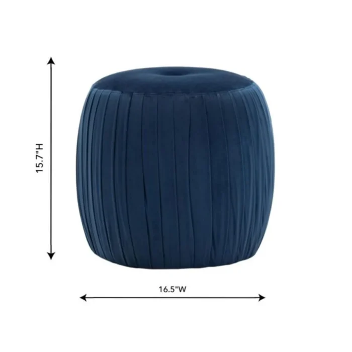 3-88 Sommer Glam Navy Velvet Round Ottoman In Solid Seat - Image 3