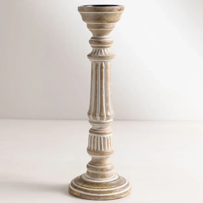 Set of 2 Solid Wooden Candle Holders - Image 3