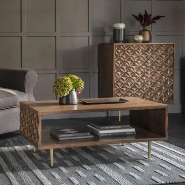 Chennai Carved Solid Wood Table - Image 3