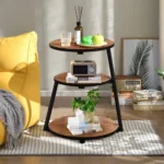 Vintage Brown 3-Tier Round End Table