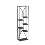 70.9" Symmetrical Metal Matt Black Bookshelf Bookcase in 6 Shelves - Image 2
