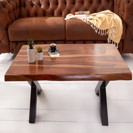 Dorothy Wooden Coffee Table With Cross Legs