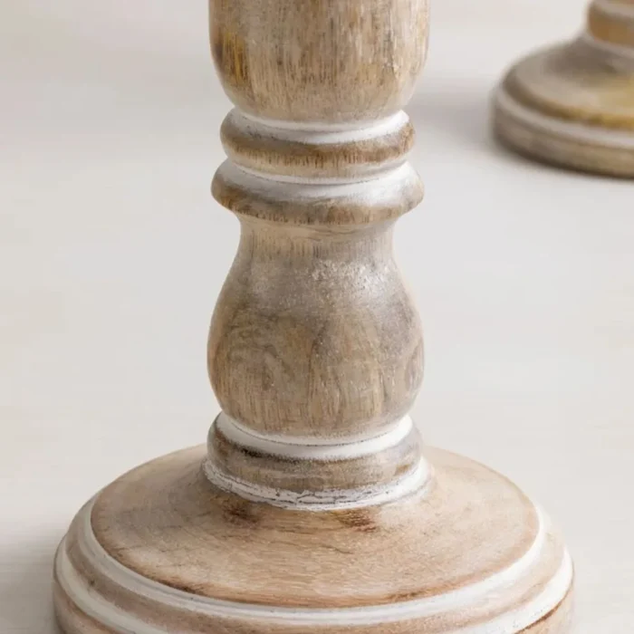 4-174 SET OF 2 MANGO WOODEN CANDLE HOLDERS SADEL - Image 6
