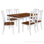 PRITI : Manila Two Tone Solid Wood Farmhouse Dining Table & Arm Chair Set - Image 5