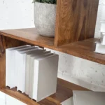 SOLID SHEESHAM WOOD BOOKSHELF IN STONE FINISH BOOKCASE | WOOD SHELVING - Image 7
