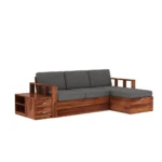 Priti : L-Shaped Solid Wood Multifunctional Corner Sofa with Storage - Image 9
