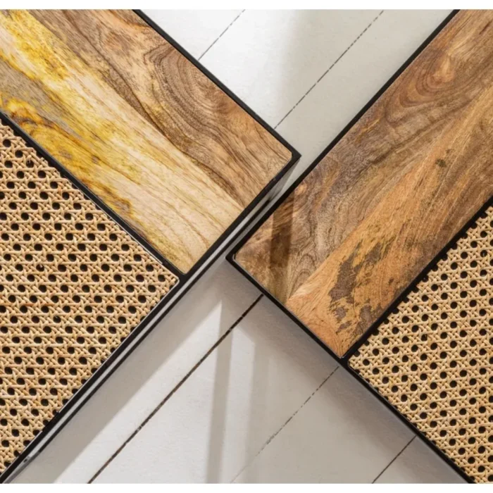 Hereford Solid Wood Cane Nested Table - Image 5