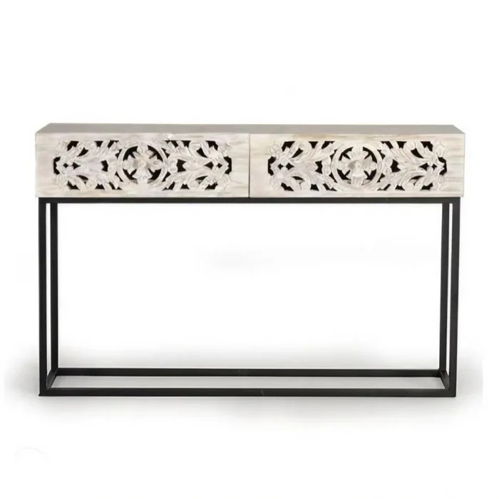 4 (4) Truro Carved Console Table - Image 3