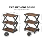 3 Tier Stand | Multi-purpose Wood Storage Shelf Organizer For Scanner, Printer With Wheels - Image 5