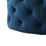 Drita Modern Grey Velvet Round Pouf In Solid Wood - Image 4