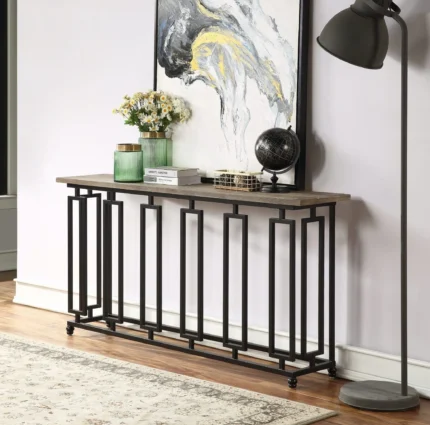Nicola Geometric Iron Console Table