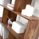 SOLID SHEESHAM WOOD BOOKSHELF IN STONE FINISH BOOKCASE | WOOD SHELVING - Image 6