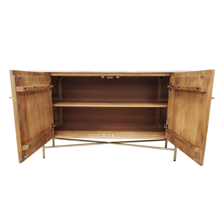 Piano Wooden Sideboard with White Marble Finish Top - Image 4