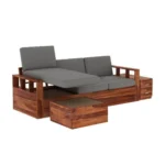Priti : L-Shaped Solid Wood Multifunctional Corner Sofa with Storage - Image 8