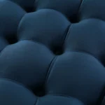 Drita Modern Grey Velvet Round Pouf In Solid Wood - Image 5