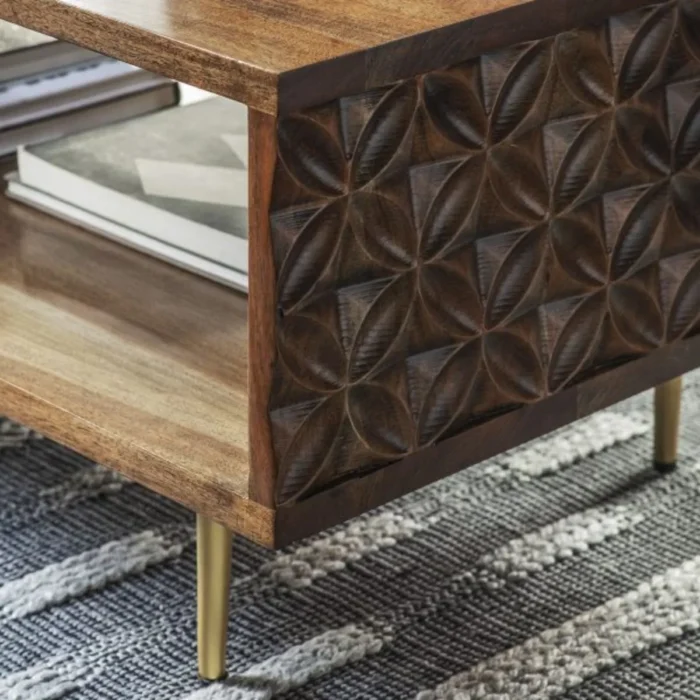 Chennai Carved Solid Wood Table - Image 4