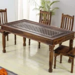 PRITI : Verona Antique Brass Solid Wood Brass Dining Table set - Image 6