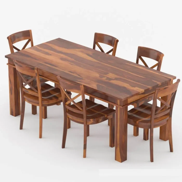 PRITI : Antipolo Rustic Solid Wood Dining Table Chair Set - Image 7