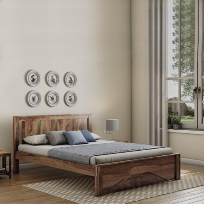 6-12 PRITI : Sarcelles Sheesham Queen Bed - Image 2