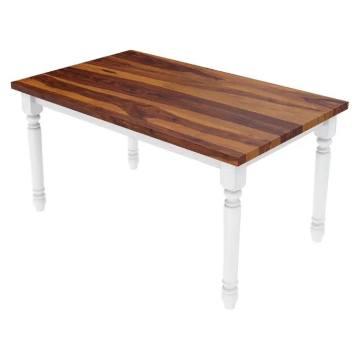 6-14 (1) PRITI : Manila Two Tone Solid Wood Farmhouse Dining Table & Arm Chair Set - Image 7