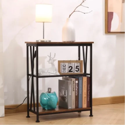 Industrial Rustic 3-Tier Storage Side Table