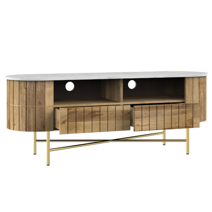 6-4 Piano Solid Wood Marble TV Cabinet 2 - Image 5