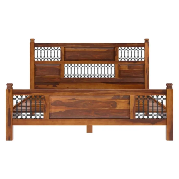 Priti : San Francisco Iron Grill Fitted Rustic Solid Wood Platform Bed Frame - Image 7